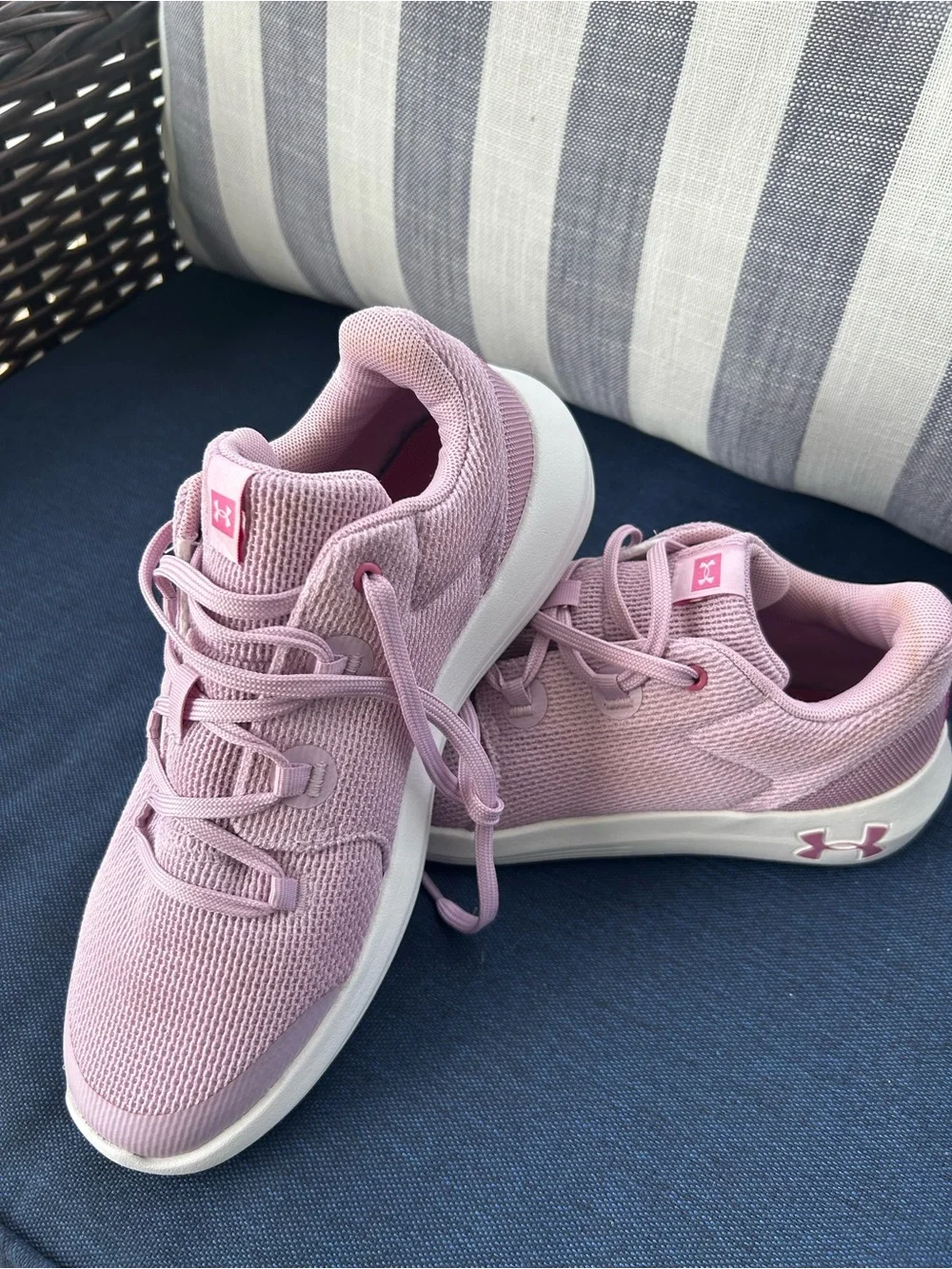 Under Armour Youth Light Pink Knit Training Sneakers